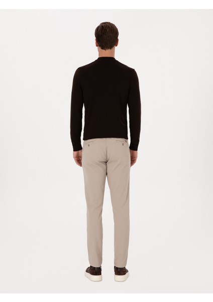Erkek Taş Slim Fit Pamuk Karışımlı Armürlü Kanvas Pantolon 50314084-VR049