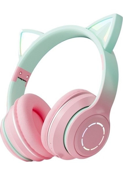 Kedi Kulaklı Işıklı Bluetooth Kulaklık Internet Ünlüleri Için Sevimli Canlı Yayın Ağır Bas Kulaklık Cep Telefonları Için (Yurt Dışından)