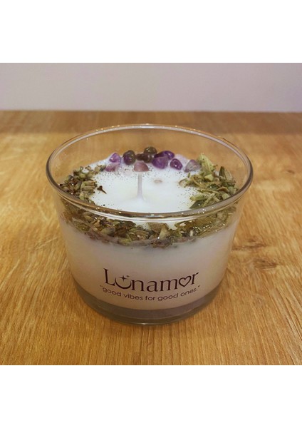 Pozitif Enerji & Nazar Kovma Tılsımlı Ritüel Mumu-Lavanta Esanslı Soya Wax-Lavanta & Ametist&adaçayı modelleri
