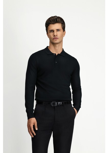 Polo Yaka Regular Fit Yünlü Triko Kazak indirimleri