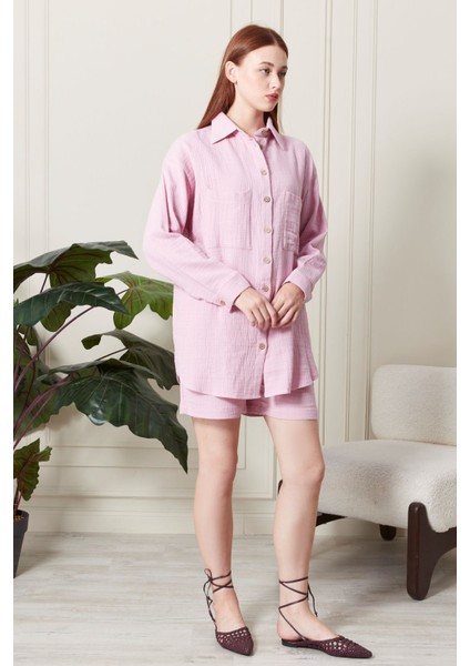Kadın Soft %100 Koton Kumaş Şort Gömlek Takım fiyatları