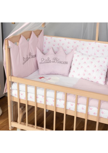 Ahşap Beşik Anne Yanı Beşik Organik (Boyasız) 60X120 - Pembe Prenses Uyku Seti Yatak Tekerlekli fiyatları