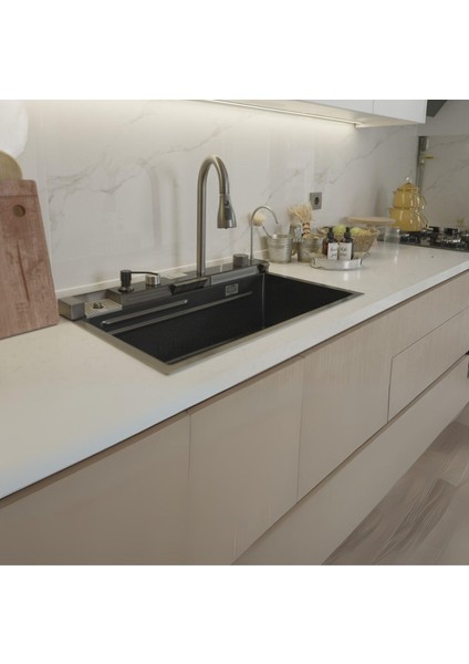 Glpr 7546 Dijital Premium Antrasit Akıllı Şelale Eviye 75X45 fiyatları