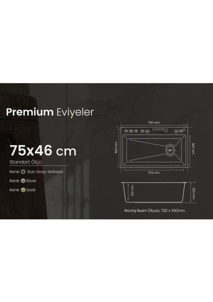 Glpr 7546 Dijital Premium Antrasit Akıllı Şelale Eviye 75X45 modelleri