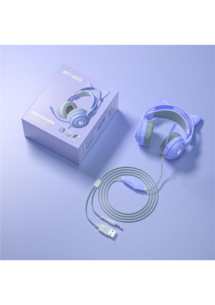 Sevimli Kedi Kulaklı Oyun Bilgisayarı Kulaklığı Kablolu Başa Takılan Oyun Ps5 Dizüstü Bilgisayar Kulaklığı Mikrofonlu (Yurt Dışından)