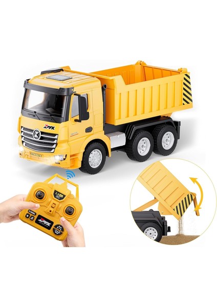 1:18 9ch 2.4ghz Şarjlı Rc Uzaktan Kumandalı Damperli Kamyon Oyuncak Inşaat Aracı