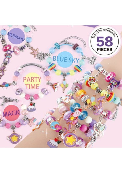 58 Parça Dıy Takı Bileklik Charm Seti Takı Tasarım Seti Oyuncak fiyatları