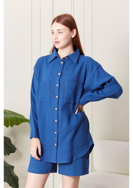 Kadın Soft %100 Koton Kumaş Şort Gömlek Takım fiyatları