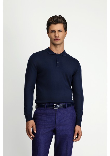 Polo Yaka Regular Fit Yünlü Triko Kazak indirimleri