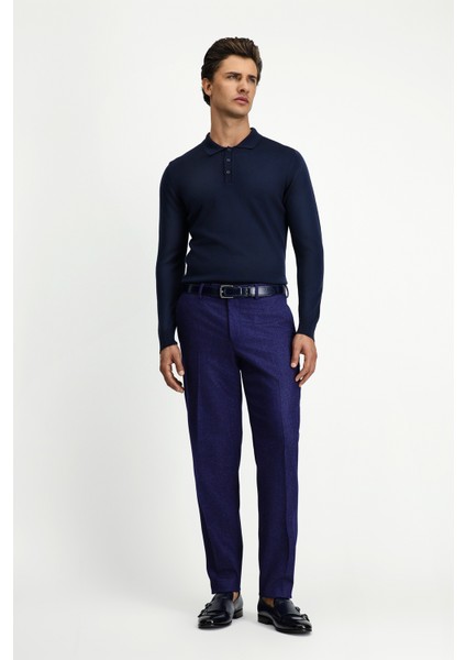 Polo Yaka Regular Fit Yünlü Triko Kazak