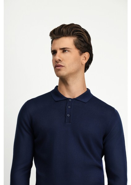 Polo Yaka Regular Fit Yünlü Triko Kazak