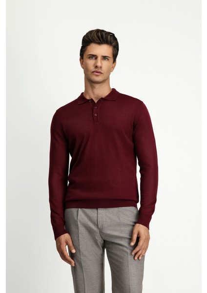 Polo Yaka Regular Fit Yünlü Triko Kazak indirimleri