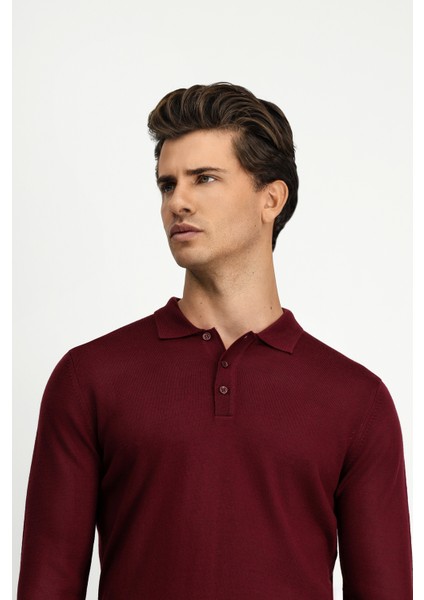 Polo Yaka Regular Fit Yünlü Triko Kazak