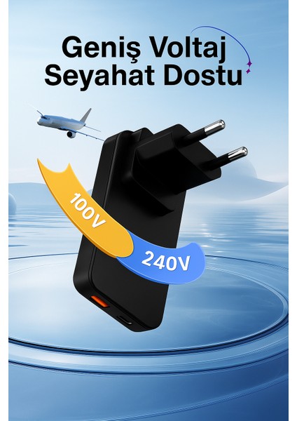 65W Gan Hızlı Şarj Adaptörü – Çift Çıkışlı Usb-C + Usb-A, Akıllı Isı Kontrolü, Seyahat Dostu Kompakt Tasarım