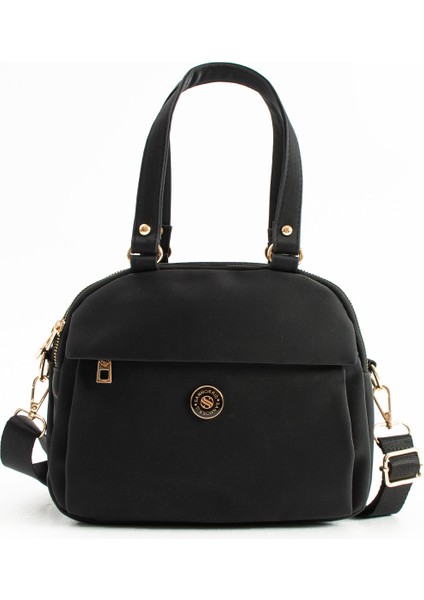 Kadın Siyah Yumuşak Suni Deri Ayarlanabilir Çapraz Askılı Smart Casual Omuz ve El Çantası