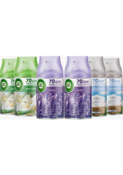 Airwick 250ML 6lı - Bahar Çiçekleri Esinti Oda Kokusu Sprey Makina Yedek Spreyi