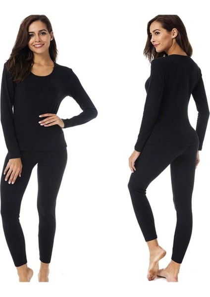 Kadın Siyah Termal Içlik Alt Üst Takım Termal Takım -15 Dereceye Kadar Tam Koruma Solmayan Siyah modelleri