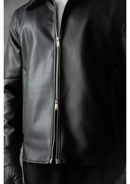 Erkek Regular Fit Yakalı Içi Kürklü Deri Ceket fırsatları