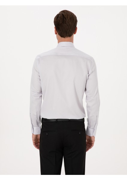 Erkek Açık Gri Slim Fit %100 Pamuk Klasik Gömlek 50318179-VR001 indirimleri