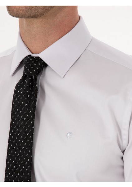 Erkek Açık Gri Slim Fit %100 Pamuk Klasik Gömlek 50318179-VR001