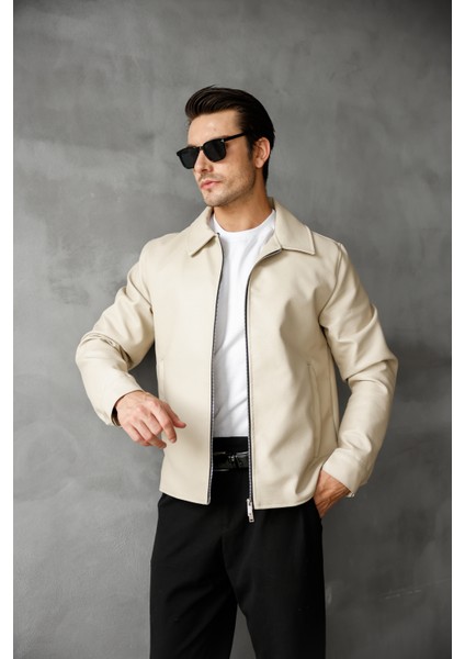 Erkek Regular Fit Yakalı Içi Kürklü Deri Ceket modelleri