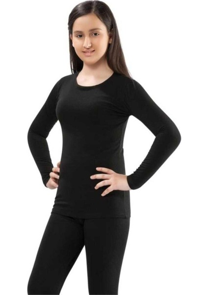 Unisex Çocuk Uzun Kollu Atlet Termal Siyah 3
