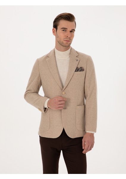 Erkek Bej Slim Fit Yün Karışımlı Flanel Ceket 50316351-VR011 modelleri