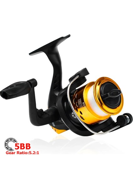 Olta Makarası AK200 5bb Olta Makinası Misinalı 5 Diş Sağa Sola Değiştirilebilen Çevirme Kolu