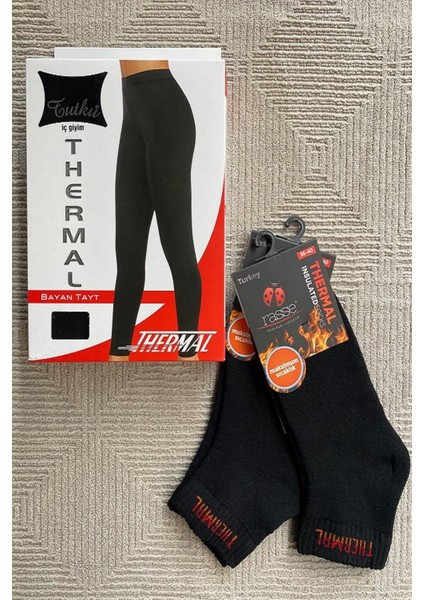 Kadın Termal Tayt 2 Adet Termal Çorap Hediyeli