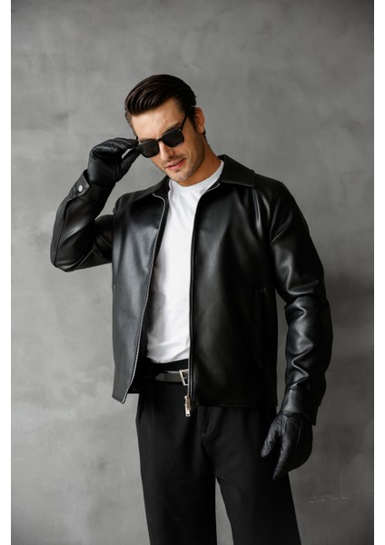 Erkek Regular Fit Yakalı Içi Kürklü Deri Ceket fiyatları