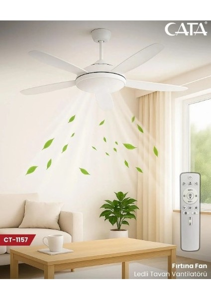 CT-1157 Fırtına 122W Dimlenebilir LED Tavan Vantilatörü