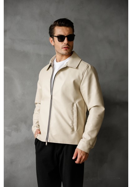 Erkek Regular Fit Yakalı Içi Kürklü Deri Ceket fiyatları