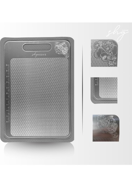 Kaymaz ve Çizilmeyi Az Gösteren 304 Paslanmaz Çelik Kesme Tahtası, Kaydırmaz Mat ile Set (Kesme Tahtası ve Kaydırmaz Mat)1,5 mm Kalınlık, 23 x 34 Cm, Yıkanabilir, Gıda Uygun, Hijyenik fiyatları