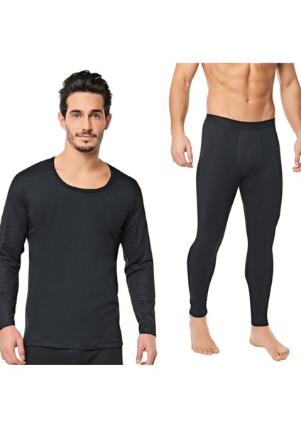 Erkek Siyah Termal Takım Içlik Alt Üst Uzun Kol