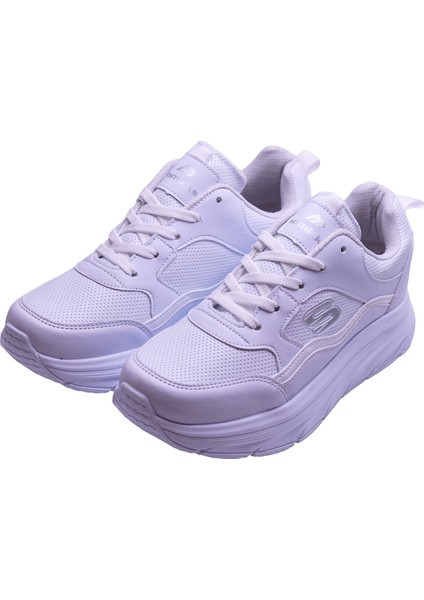 8888 Full Ortopedik Siyah Beyaz Yüksek Taban Kadın Spor Ayakkabı Suya Dayanıklı