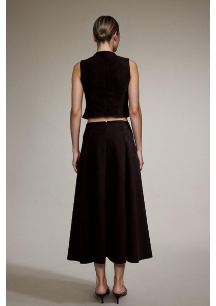 Süet Pileli Midi Etek G2744AX25AU indirimleri