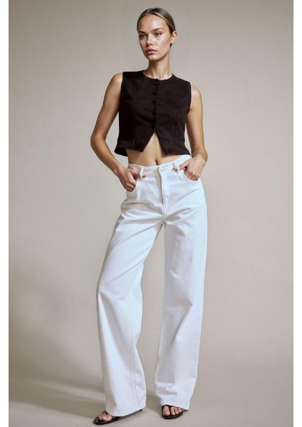 Düğmeli Crop Süet Yelek G2852AX25AU fiyatları