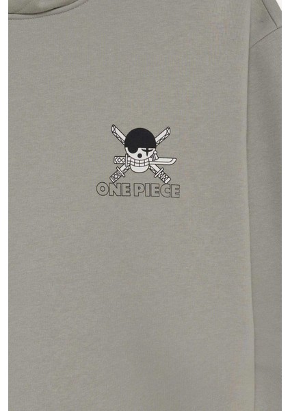 One Piece Boxy Fit Kapüşonlu Sırt Baskılı Sweatshirt E9297AX25AU