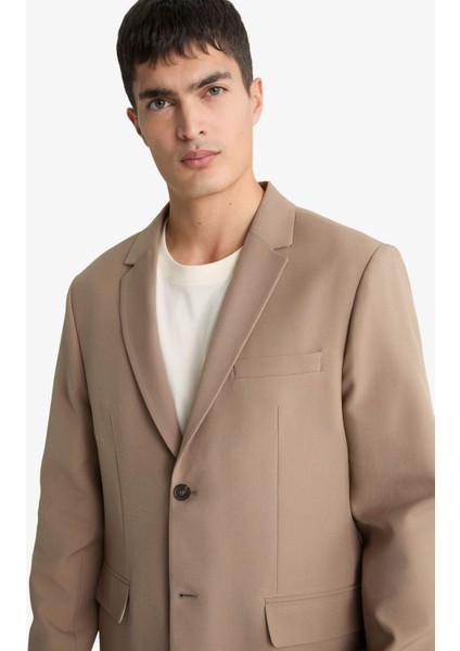 Slim Fit Dar Kesim Twill Düğmeli Blazer Ceket F7232AX25AU indirimleri