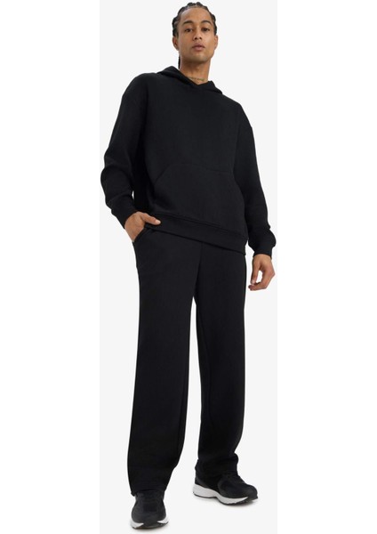 Boxy Fit Kapüşonlu Kanguru Cepli Jakarlı Sweatshirt E9308AX25AU indirimleri