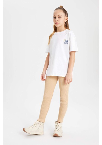 Kız Çocuk Uzun Boy Fitilli Kaşkorse Basic Düz Tayt B6403A824SM modelleri