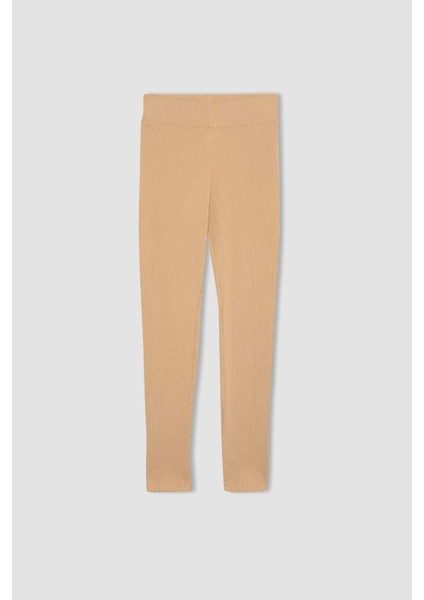 Kız Çocuk Uzun Boy Fitilli Kaşkorse Basic Düz Tayt B6403A824SM