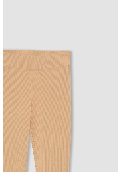 Kız Çocuk Uzun Boy Fitilli Kaşkorse Basic Düz Tayt B6403A824SM