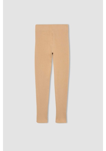 Kız Çocuk Uzun Boy Fitilli Kaşkorse Basic Düz Tayt B6403A824SM