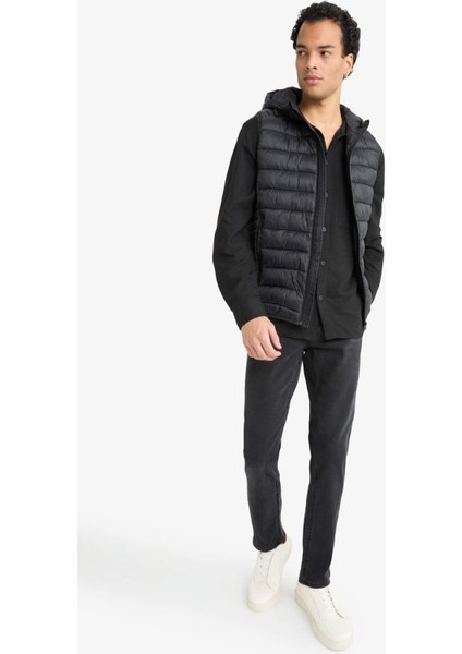 Slim Fit Dar Kesim Kapüşonlu Fermuarlı Yelek N4652AZ25AU fiyatları