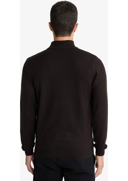 Slim Fit Dar Kesim Balıkçı Yaka Basic Düz Triko Kazak R1127AZ25WN