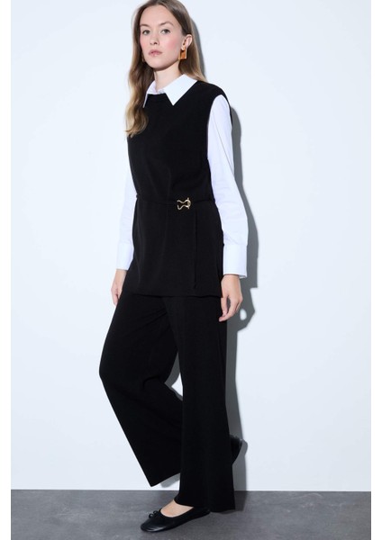 Relax Fit Triko Pantolon Basic Düz Beli Lastikli Geniş Paça V0088AZ25WN fiyatları