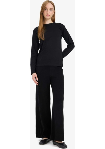 Relax Fit Triko Pantolon Basic Düz Beli Lastikli Geniş Paça V0088AZ25WN fırsatları