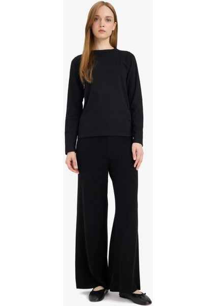 Relax Fit Triko Pantolon Basic Düz Beli Lastikli Geniş Paça V0088AZ25WN indirimleri