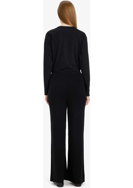 Relax Fit Triko Pantolon Basic Düz Beli Lastikli Geniş Paça V0088AZ25WN